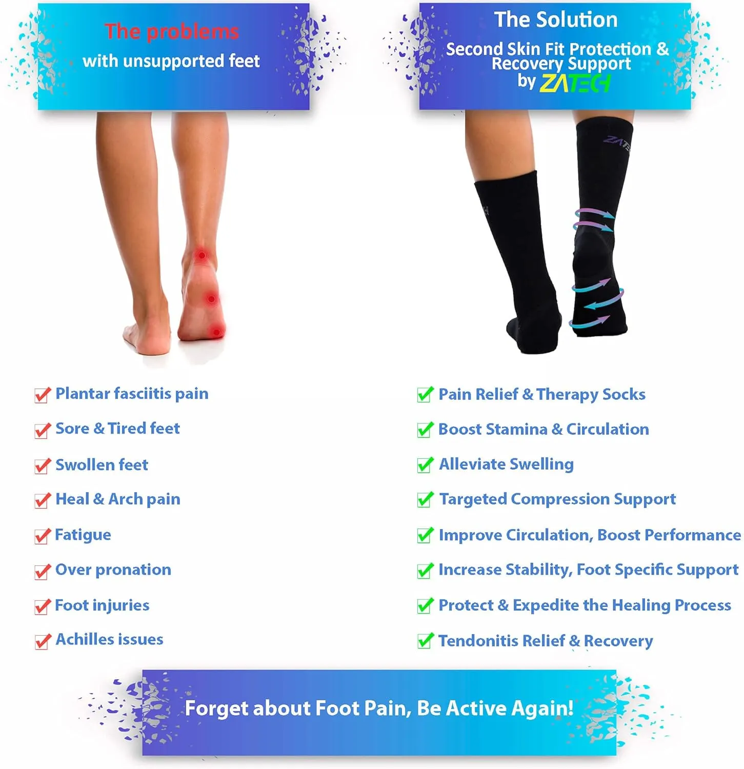 Merino Plantar Fasciitis Relief Sock, Light Micro Crew Compression Socks