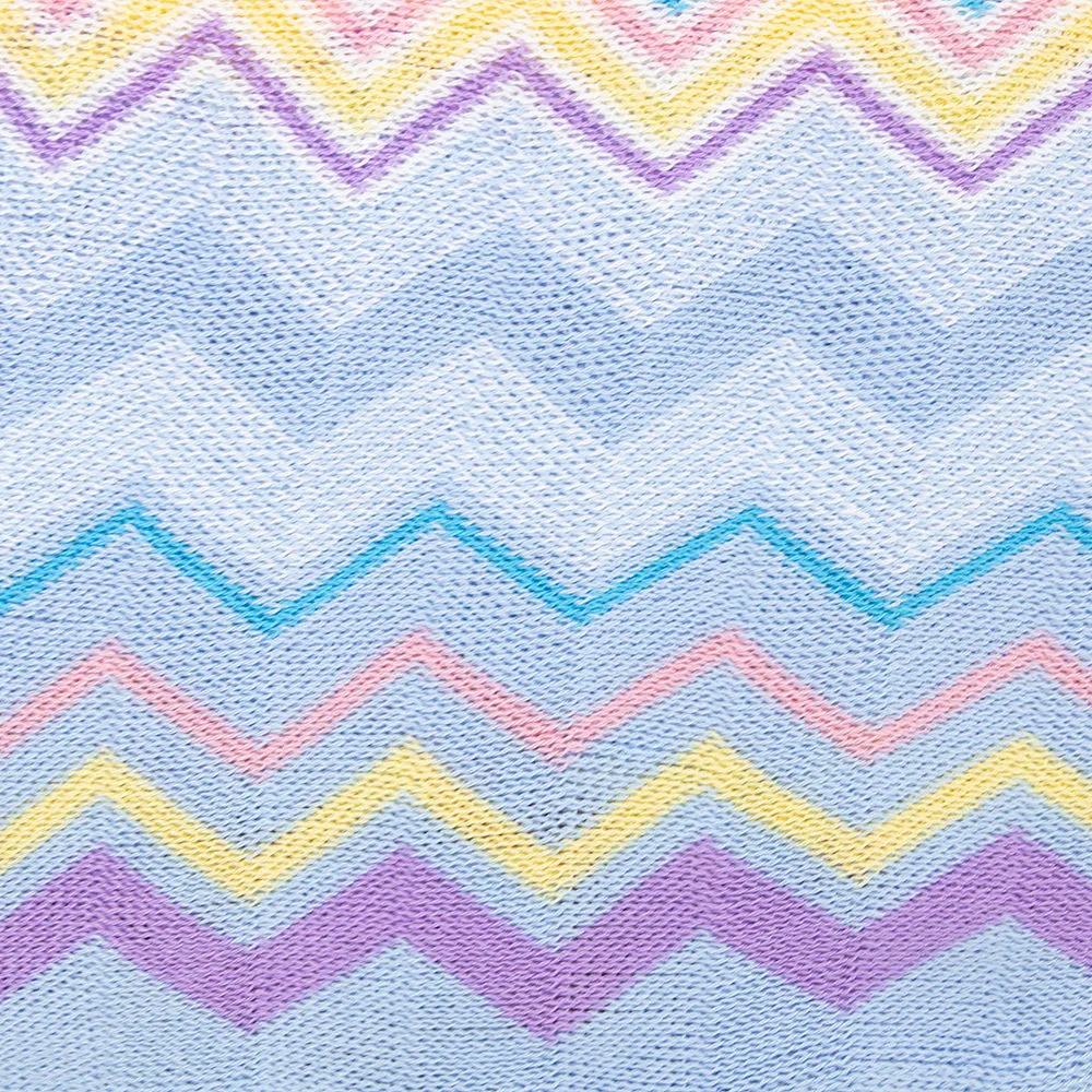 Missoni Women's Cotton Zig-Zag Scarf Shawl Sarong Wrap Pastel Blue Yellow