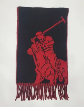 NWOT Polo Ralph Lauren Black/Red Wool Blend Big Pony Scarf
