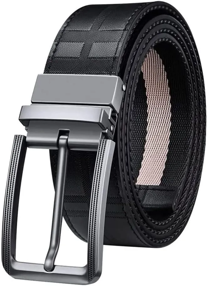 OLOTU Genuine Leather Belt for Men's 34 MM Waist Strap Fashion Dress Belts with Single Prong Buckle for Work and Business