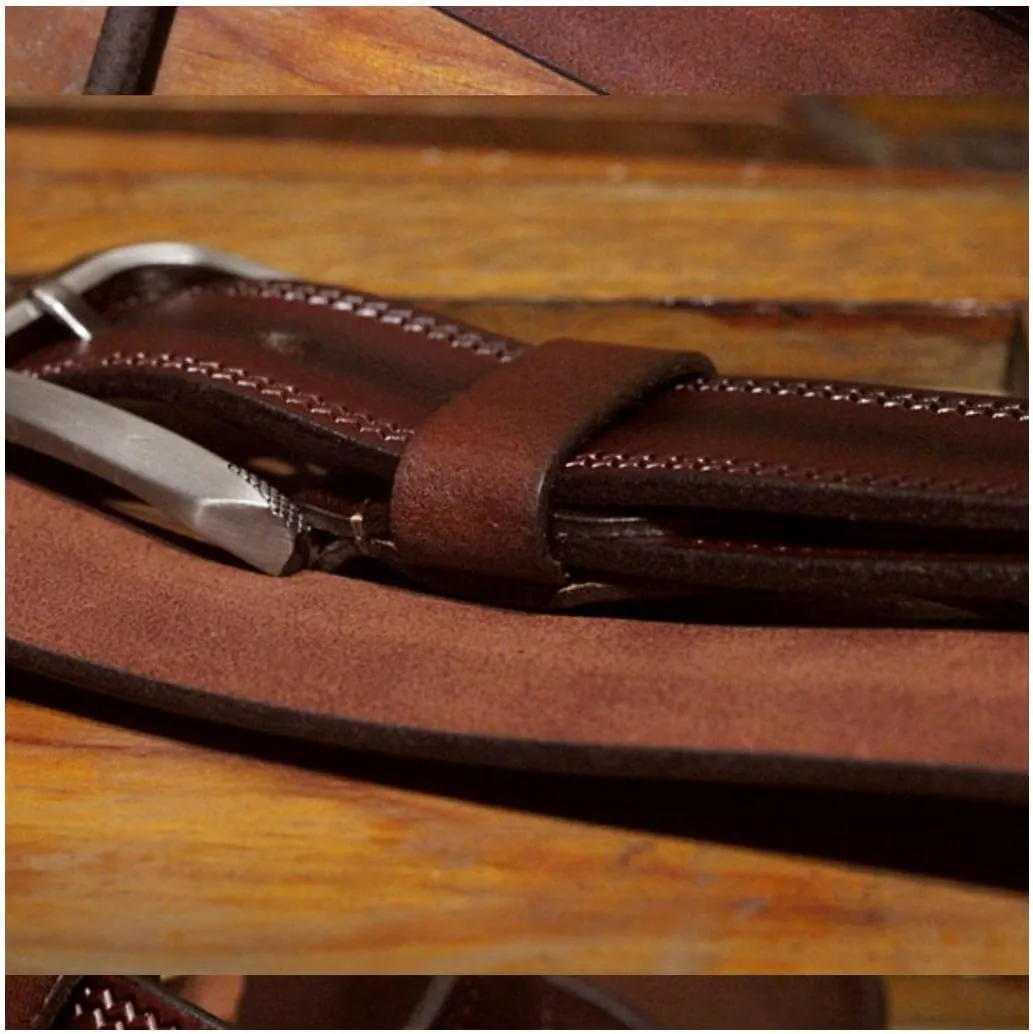 OLOTU Mens Belt Genuine Leather Belts for Men Casual Jeans Or Dress Belts with Single Prong Buckle Adjustable Belts 38cm Wide