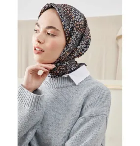 Patterned Viscose Cotton Square Hijab - Ditsy Floral Blue