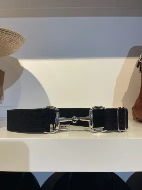 Pesazia - Stretch Bit Belts - Black w/ Silver Snaffle Bit