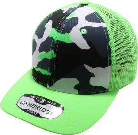 Pit Bull Premium Headwear Cambridge Trucker Hat Neon Camo Mesh Back Adjustable Snapback Hat Baseball Cap for Men & Women