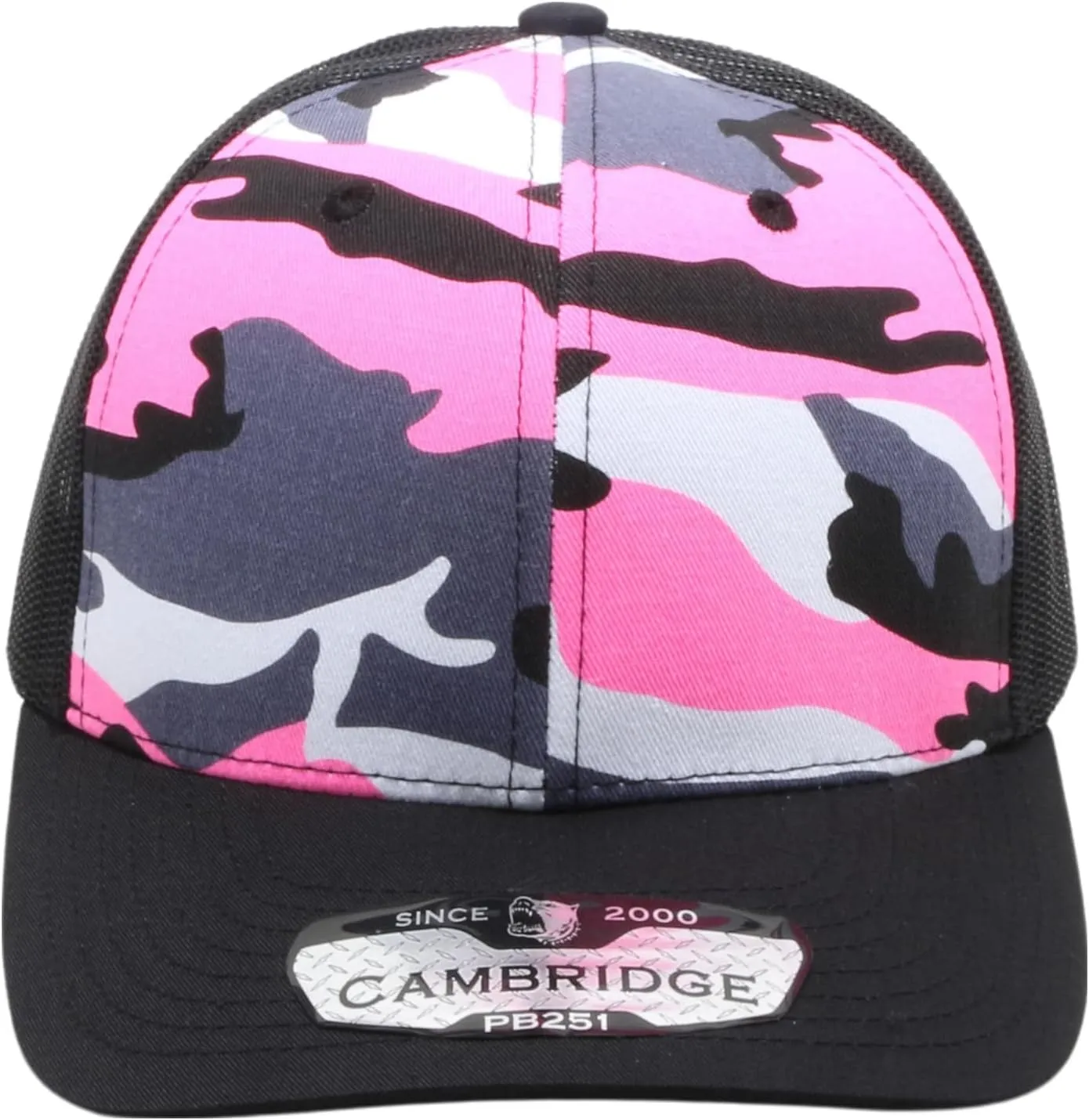 Pit Bull Premium Headwear Cambridge Trucker Hat Neon Camo Mesh Back Adjustable Snapback Hat Baseball Cap for Men & Women