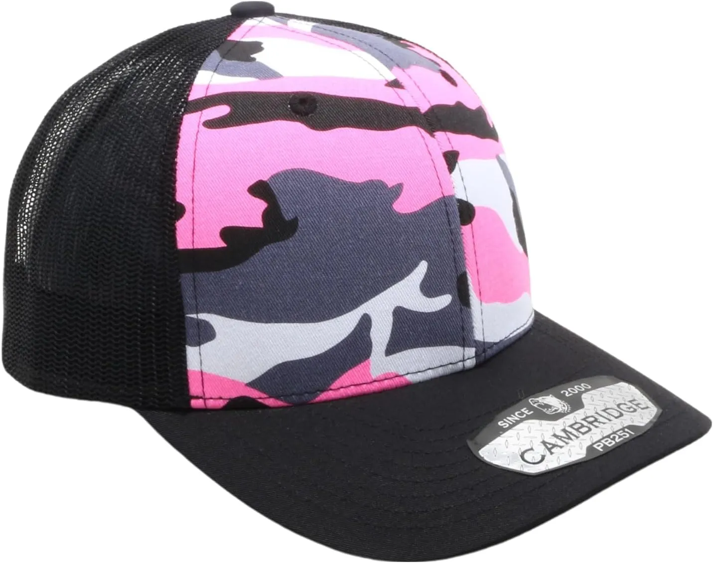 Pit Bull Premium Headwear Cambridge Trucker Hat Neon Camo Mesh Back Adjustable Snapback Hat Baseball Cap for Men & Women