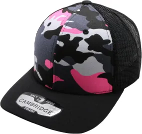 Pit Bull Premium Headwear Cambridge Trucker Hat Neon Camo Mesh Back Adjustable Snapback Hat Baseball Cap for Men & Women