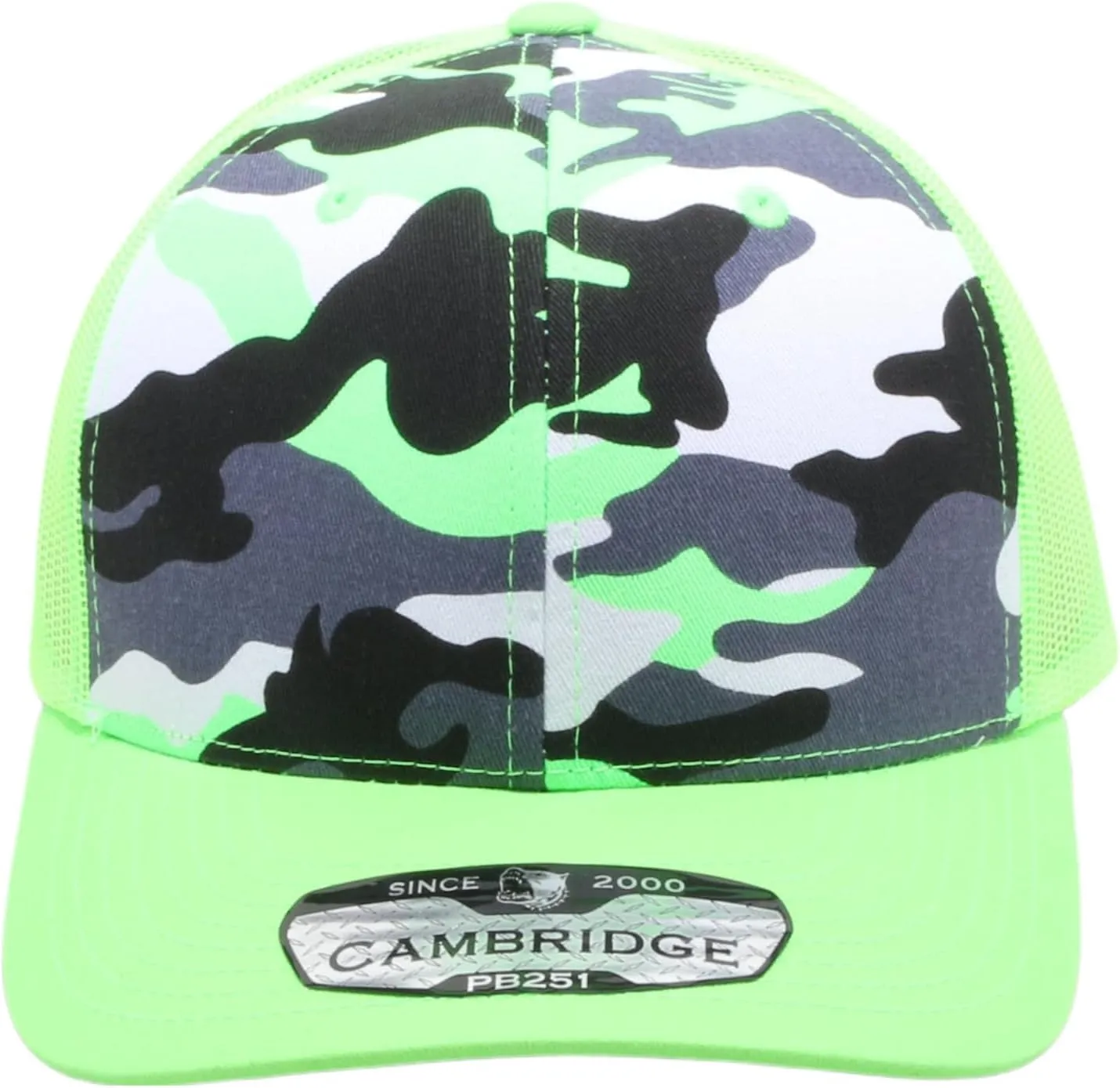 Pit Bull Premium Headwear Cambridge Trucker Hat Neon Camo Mesh Back Adjustable Snapback Hat Baseball Cap for Men & Women