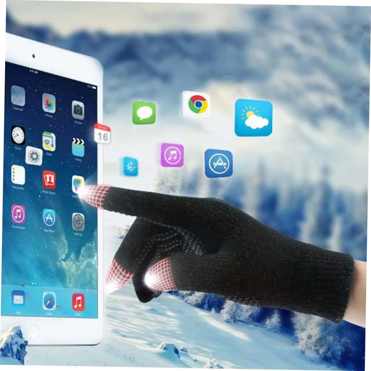 PRETYZOOM Thick Women Touch Unisex Slip Winter Warm Lined Sports Cycling Gloves Men Black