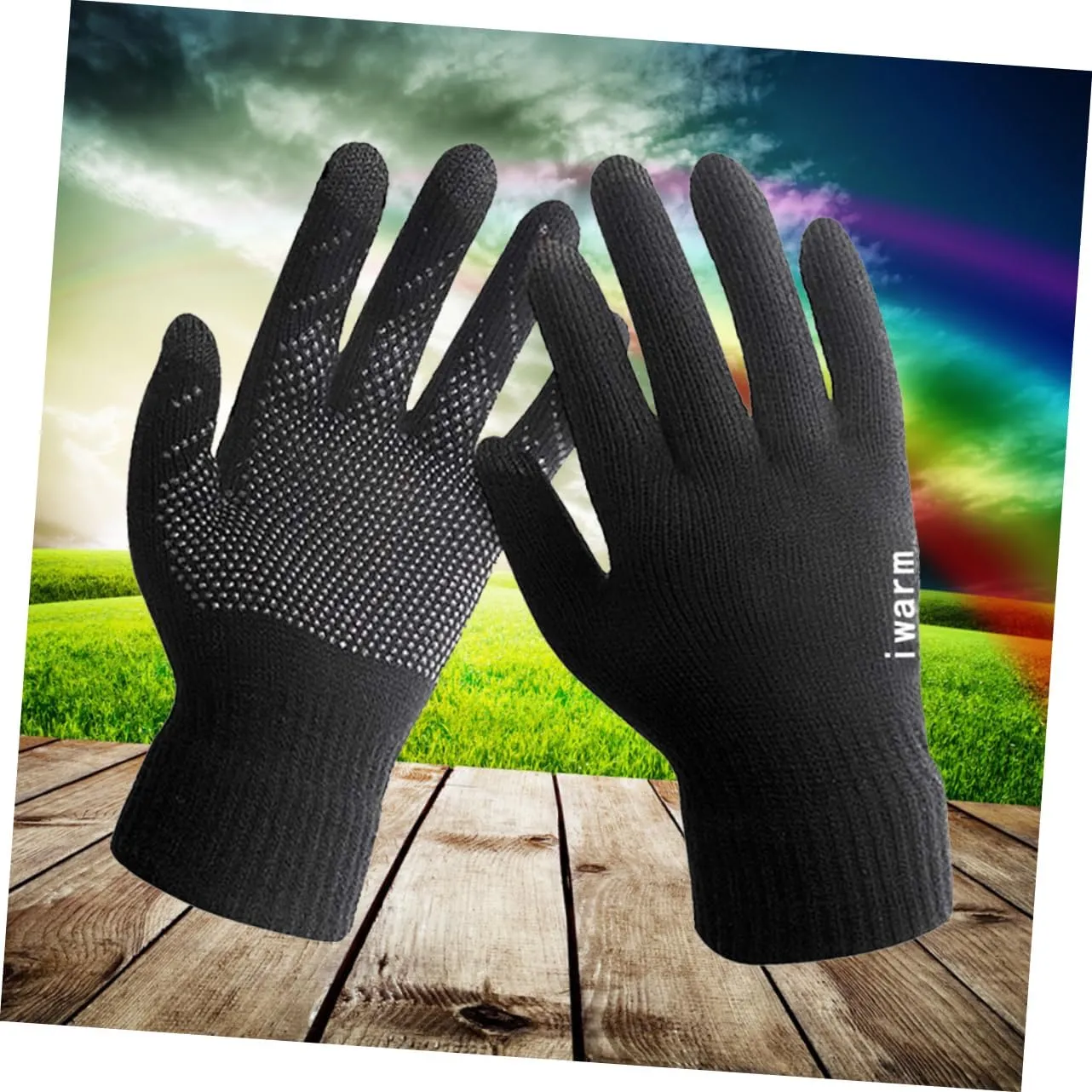PRETYZOOM Thick Women Touch Unisex Slip Winter Warm Lined Sports Cycling Gloves Men Black