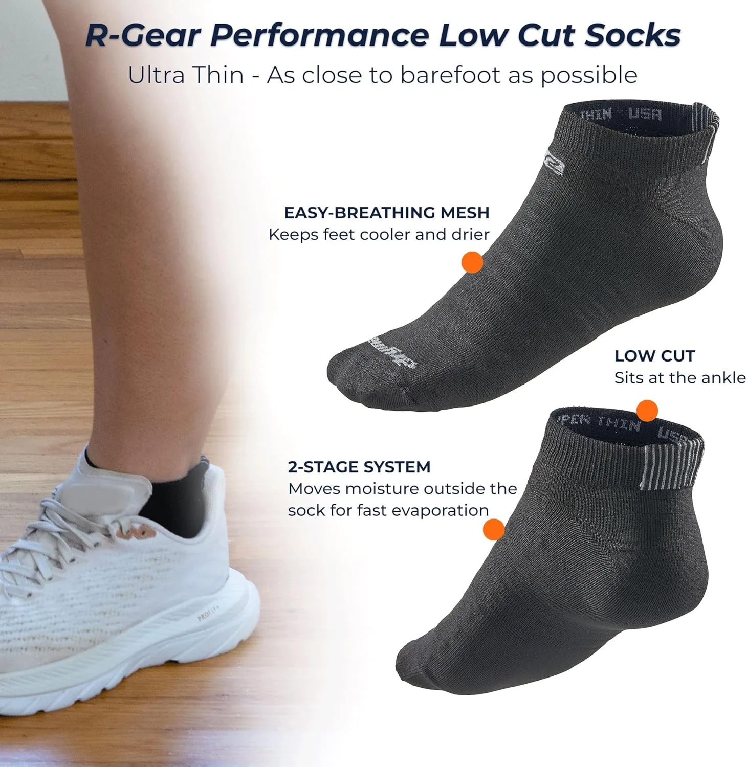 R-Gear Drymax Low Cut Running Socks For Men and Women | Breathable, Moisture Control & Anti Blister | 3 Pack
