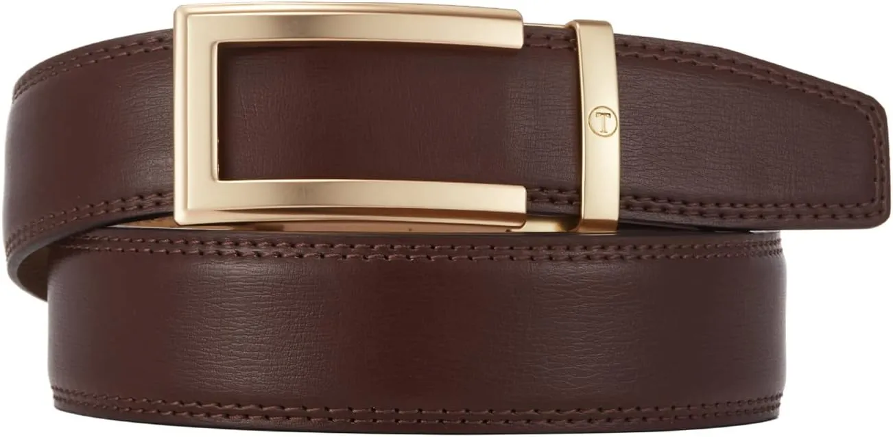 Ratchet Belts for Men, Mens Belt 32" to 45" Waist Adjustable, 1 3/8" Wide Genuine Leather