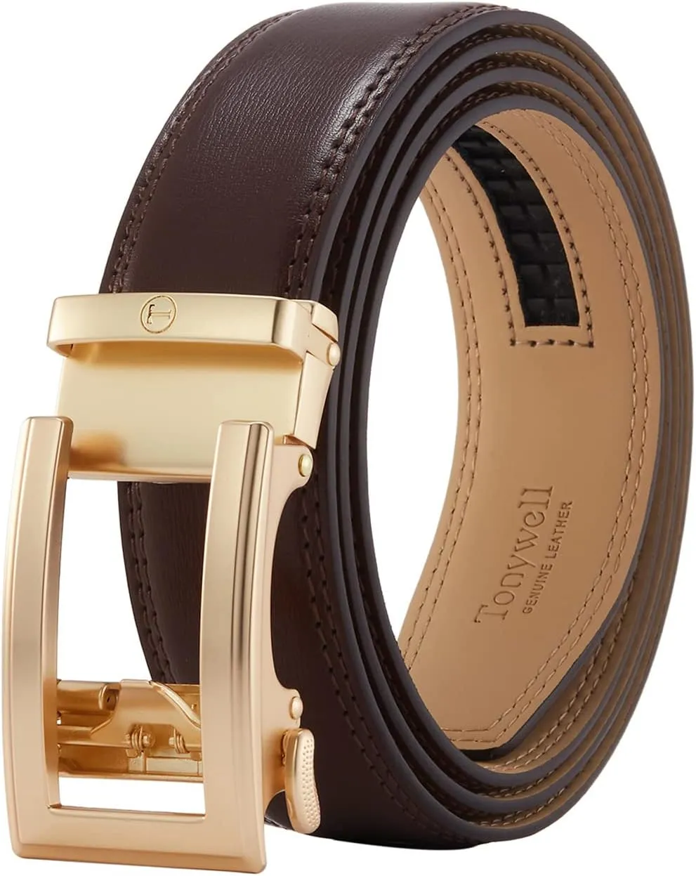 Ratchet Belts for Men, Mens Belt 32" to 45" Waist Adjustable, 1 3/8" Wide Genuine Leather