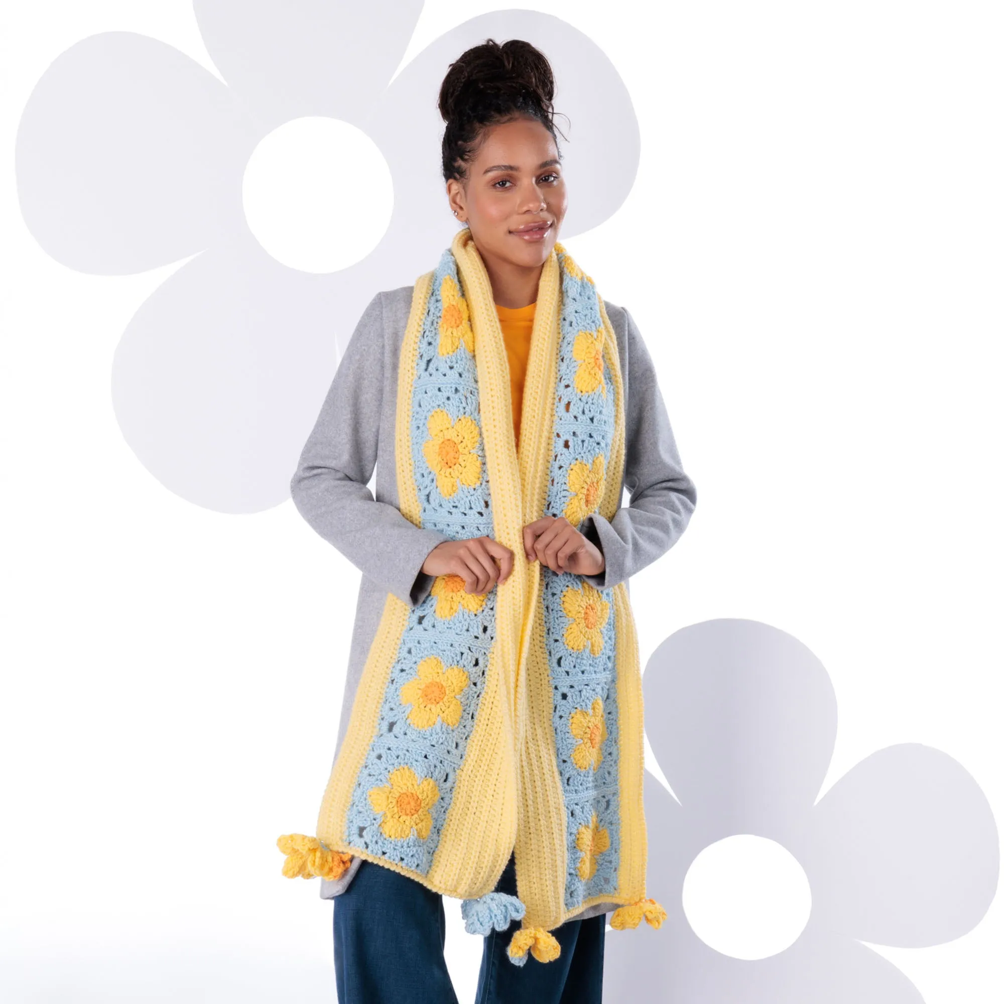 Red Heart Crochet Flower Power Scarf