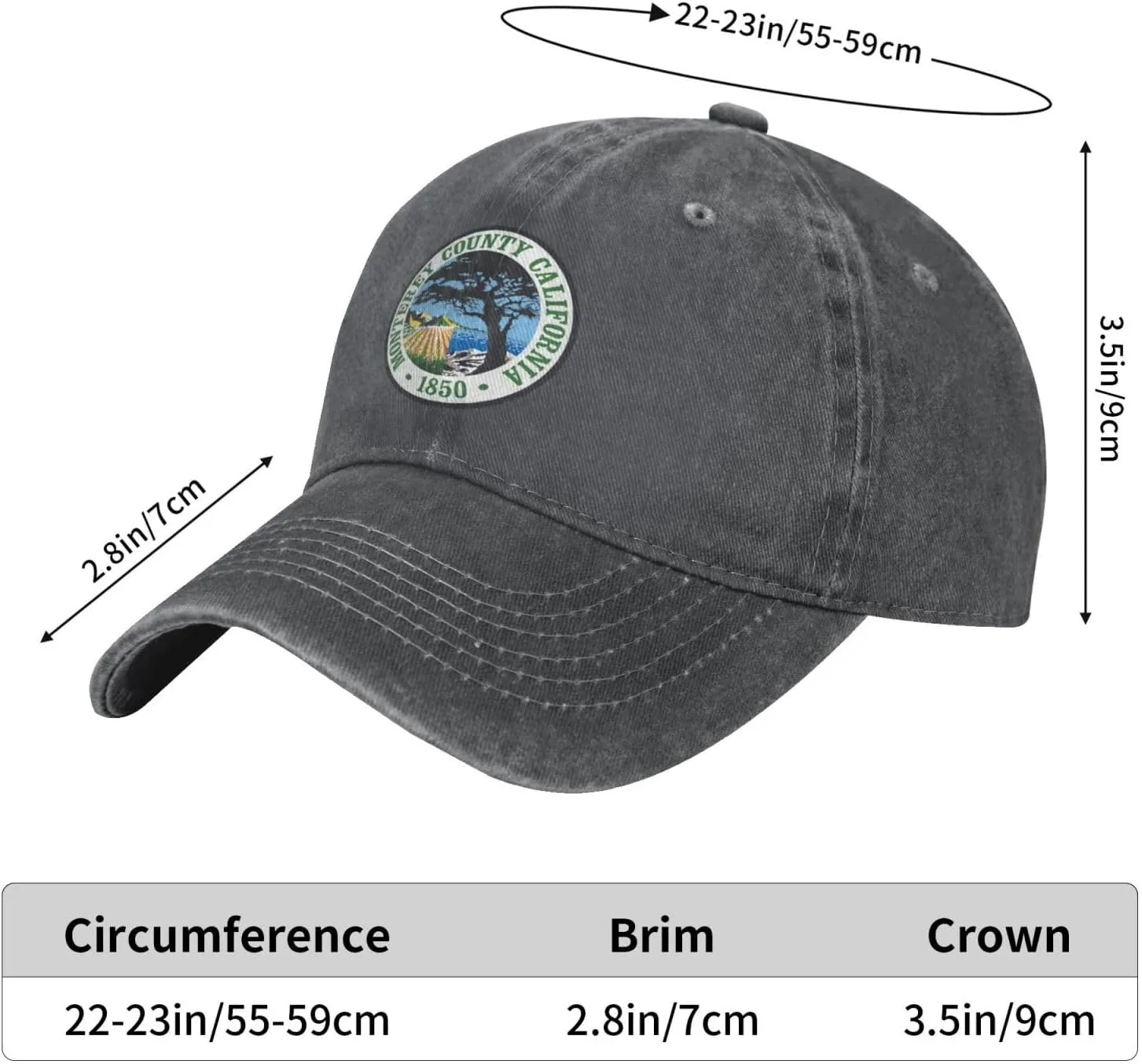 Seal of Monterey County, California Baseball Cap for Men Women Vintage Trucker Hat Golf Hats Dad Hat