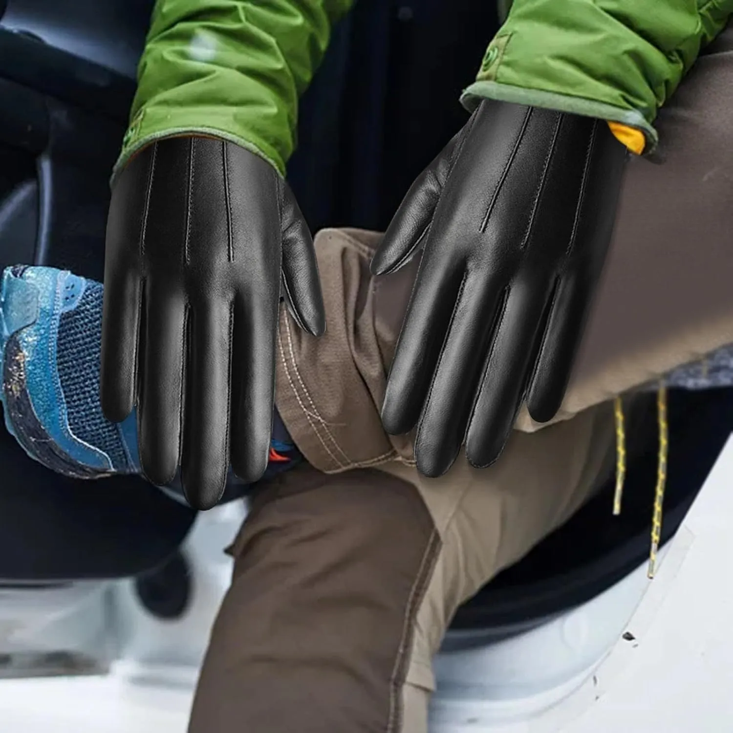 Sheepskin Leather Gloves For Men, Winter Soft Warm Touchscreen Leather Gloves Winter Motorcycle Gloves,Winter Gift