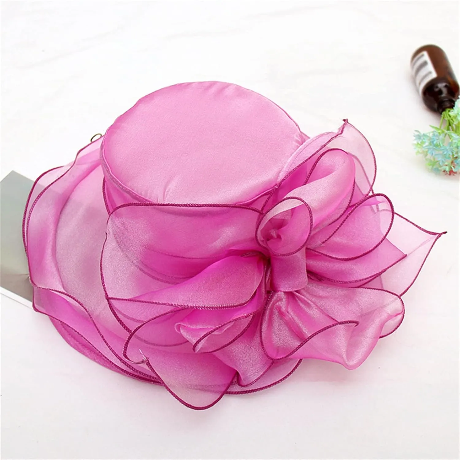 Spring Summer Mesh Sunshade Hat Flower Temperament Wedding Dress Hat Sun Dome Large Brim Hat Fashion Travel Hat