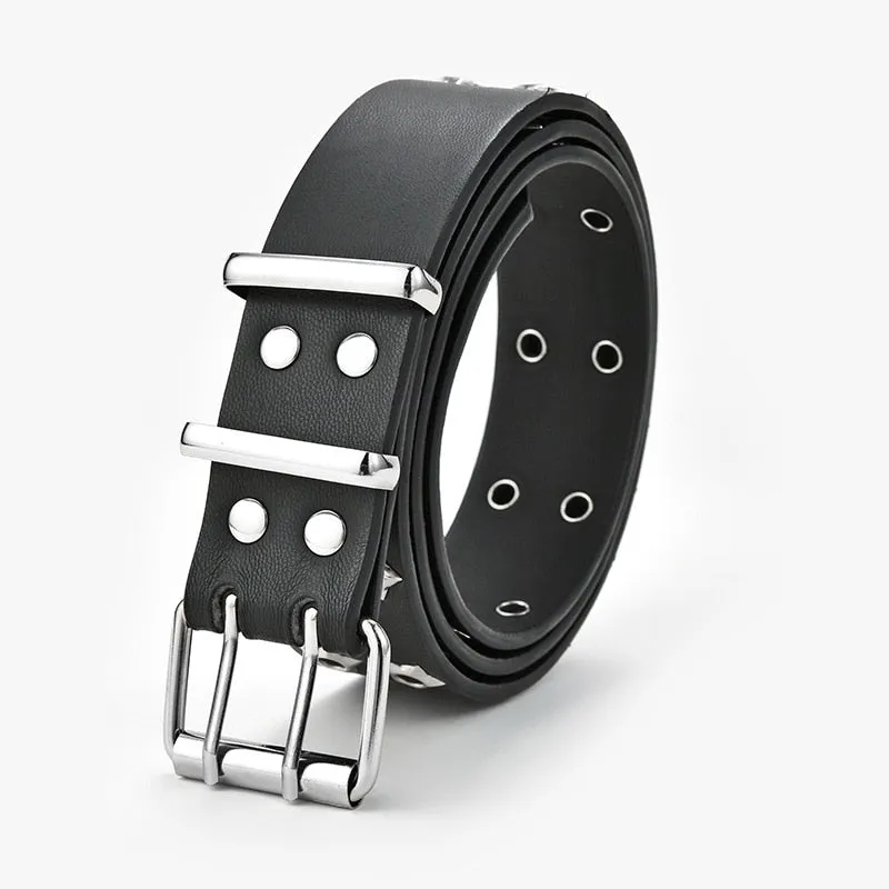 Star Eye Rivet Belt Goth Style Double Pin Buckle Waistband