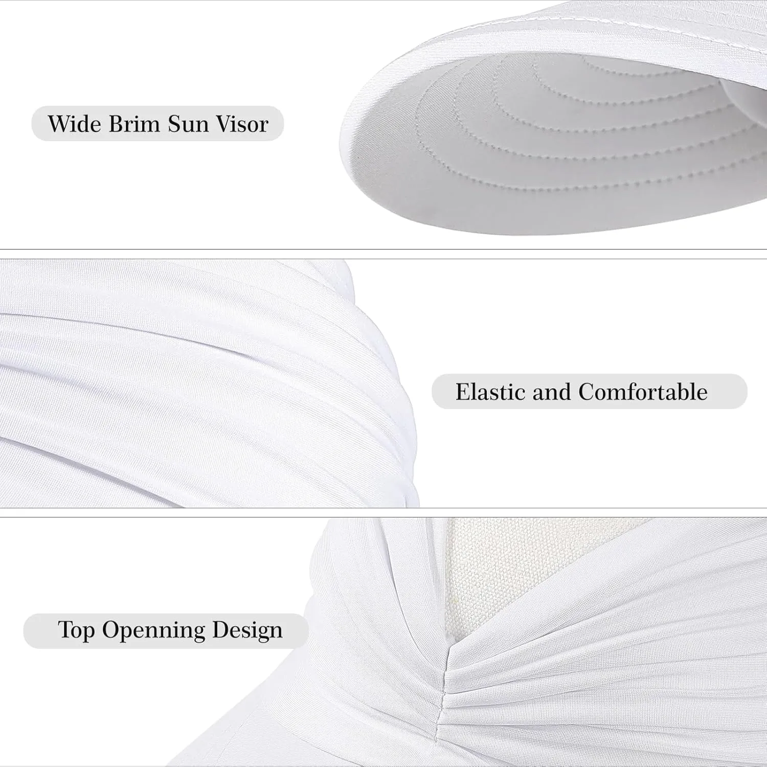 Sun Hats for Women, Wide Brim UV Protection Sun Visor Hats, UPF50  Lightweight Foldable Ponytail Sports Cap