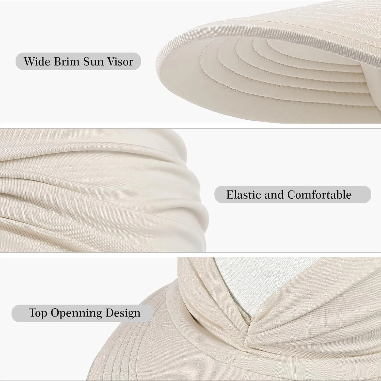 Sun Hats for Women, Wide Brim UV Protection Sun Visor Hats, UPF50  Lightweight Foldable Ponytail Sports Cap