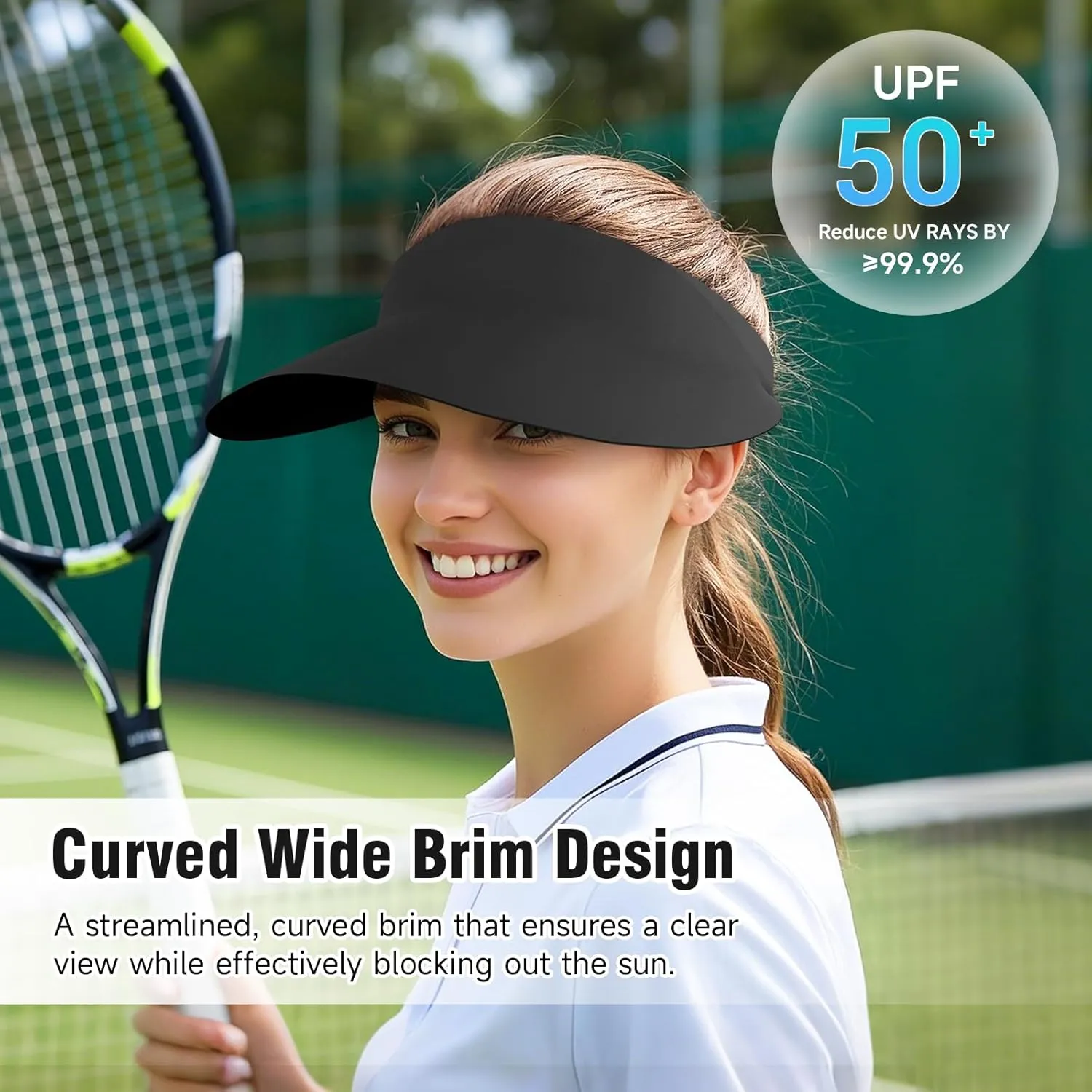 Sun Visors for Women, Wide Brim Womens Sun Hat with Lightweight Ponytail Design for Daily Wear and Beach Vacation Essentials