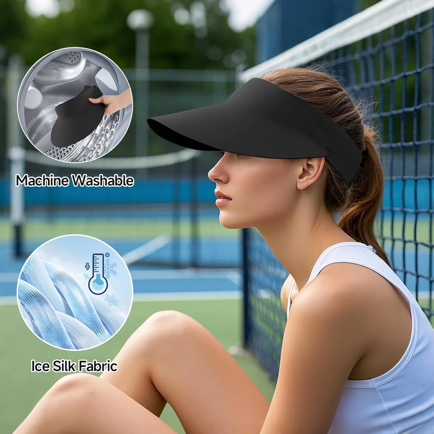 Sun Visors for Women, Wide Brim Womens Sun Hat with Lightweight Ponytail Design for Daily Wear and Beach Vacation Essentials