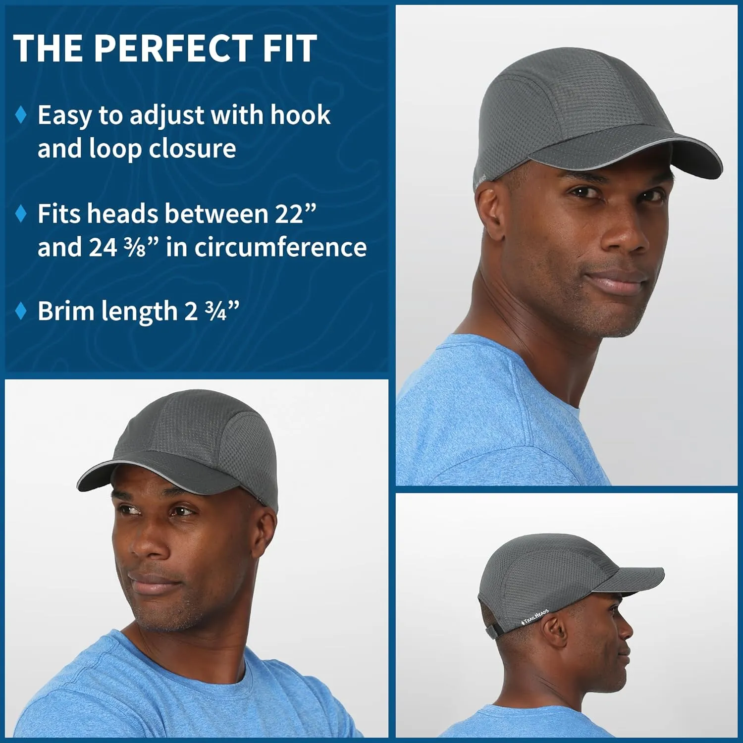 TrailHeads Performance Mens Running Hat - Lightweight, Quick Dry Workout Hats for Men - Athletic Sports Cap for Tennis, Gym