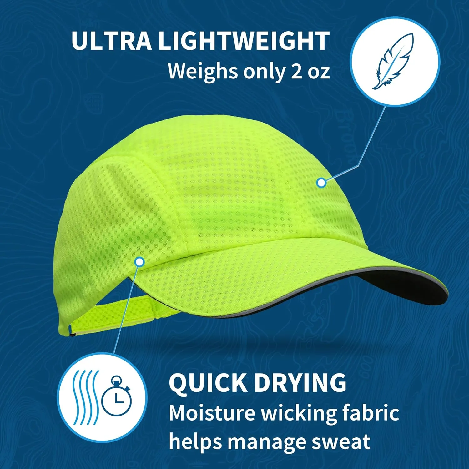 TrailHeads Performance Mens Running Hat - Lightweight, Quick Dry Workout Hats for Men - Athletic Sports Cap for Tennis, Gym