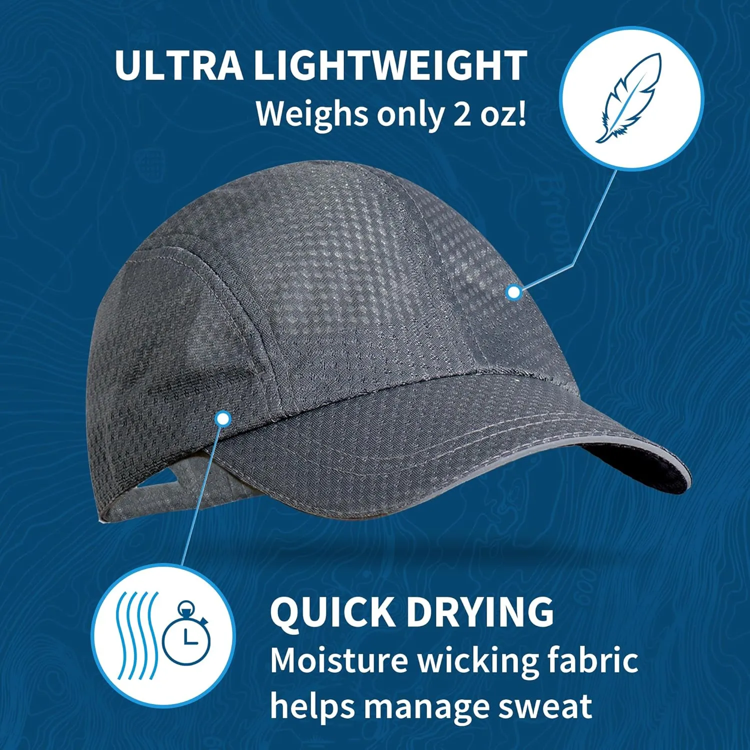 TrailHeads Performance Mens Running Hat - Lightweight, Quick Dry Workout Hats for Men - Athletic Sports Cap for Tennis, Gym
