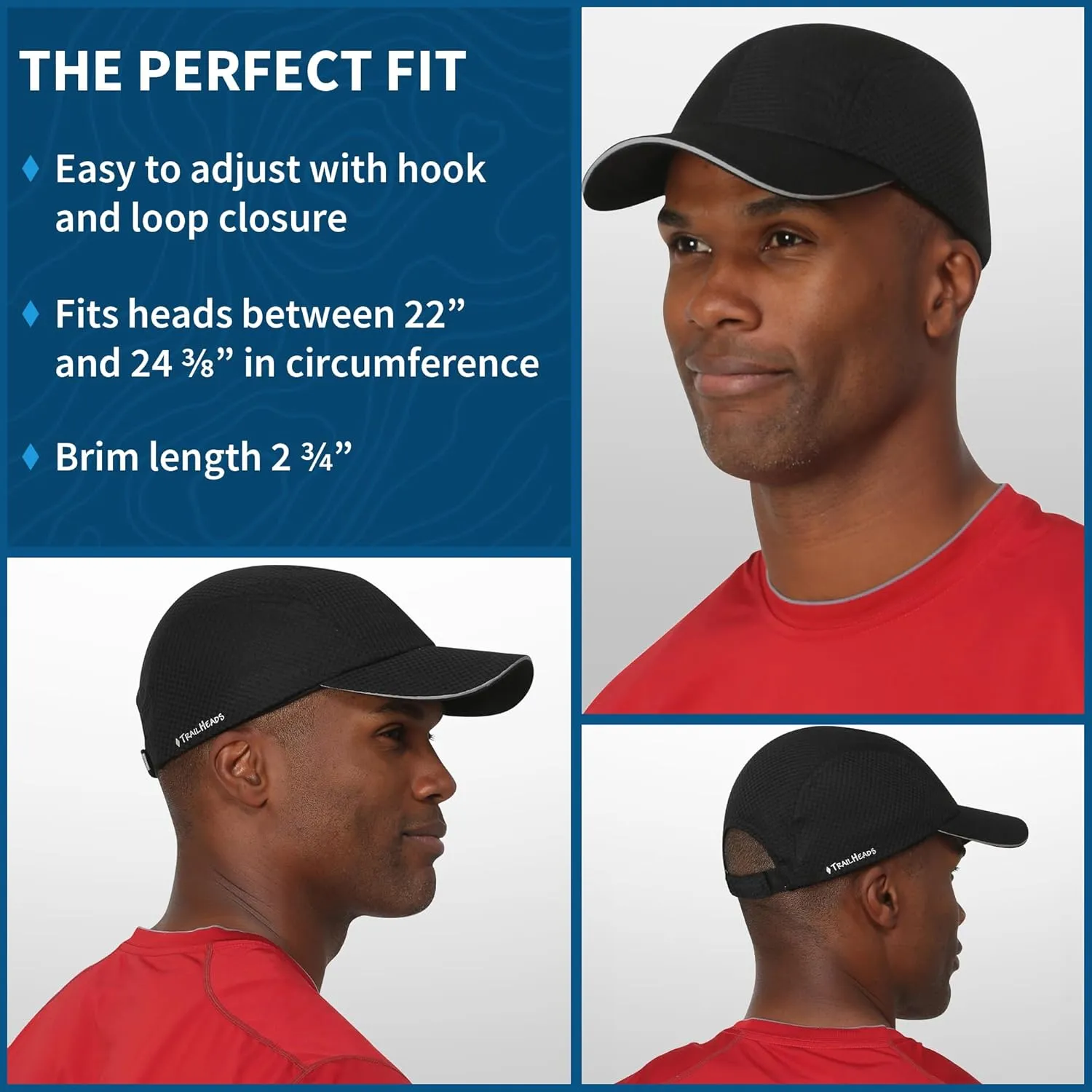 TrailHeads Performance Mens Running Hat - Lightweight, Quick Dry Workout Hats for Men - Athletic Sports Cap for Tennis, Gym