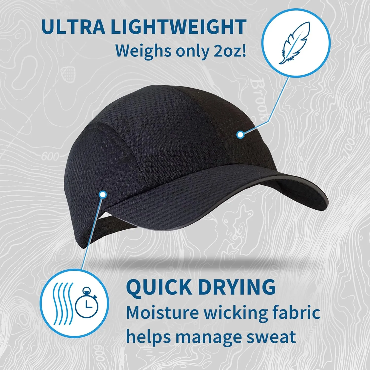 TrailHeads Performance Mens Running Hat - Lightweight, Quick Dry Workout Hats for Men - Athletic Sports Cap for Tennis, Gym
