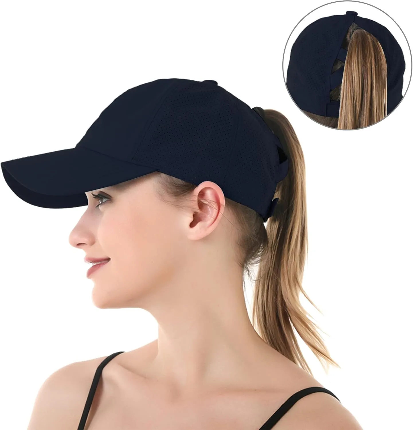 UTTPLL Women Ponytail Baseball Cap Adjustable Ponycap Trucker Hats Summer Mesh Outdoor Sports Criss Cross Caps Dad Hat
