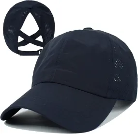 UTTPLL Women Ponytail Baseball Cap Adjustable Ponycap Trucker Hats Summer Mesh Outdoor Sports Criss Cross Caps Dad Hat