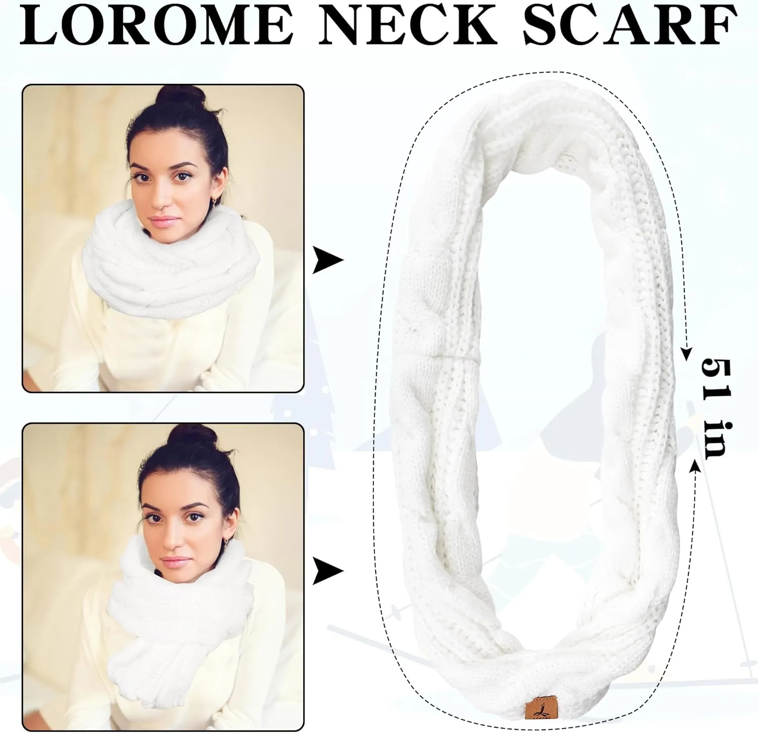 Winter Beanie Hat Scarf Gloves Set, Soft Warm Knit Hat Warm Touchscreen Gloves Neck Warmer Thick Knitted Scarves for Women