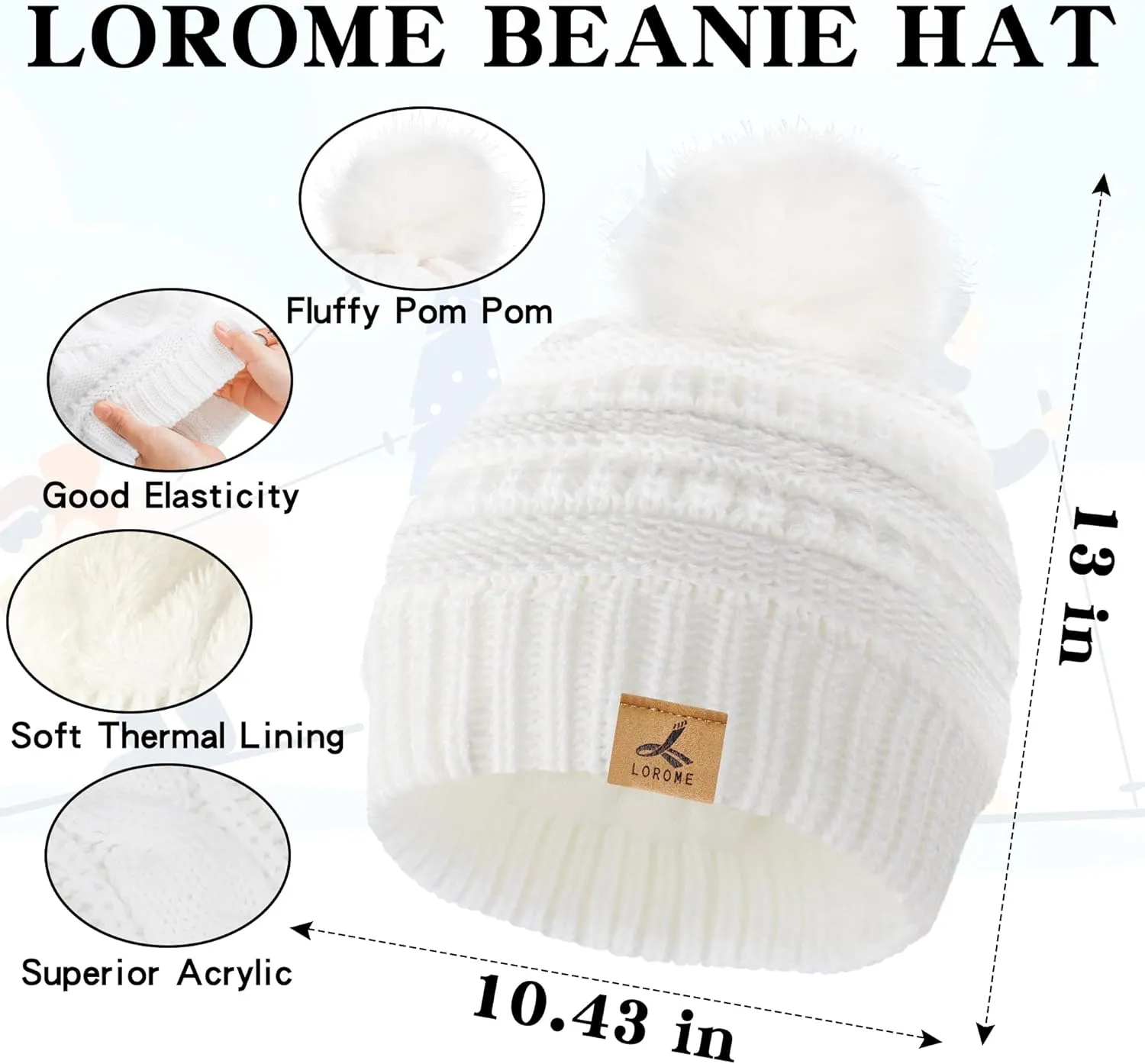 Winter Beanie Hat Scarf Gloves Set, Soft Warm Knit Hat Warm Touchscreen Gloves Neck Warmer Thick Knitted Scarves for Women