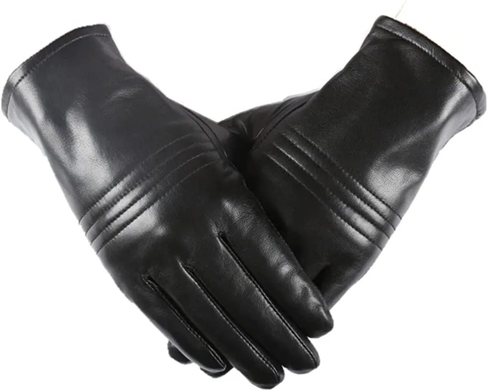 Winter Leather Gloves Men's Touch Screen Gloves Lining Warm and Soft Driving
