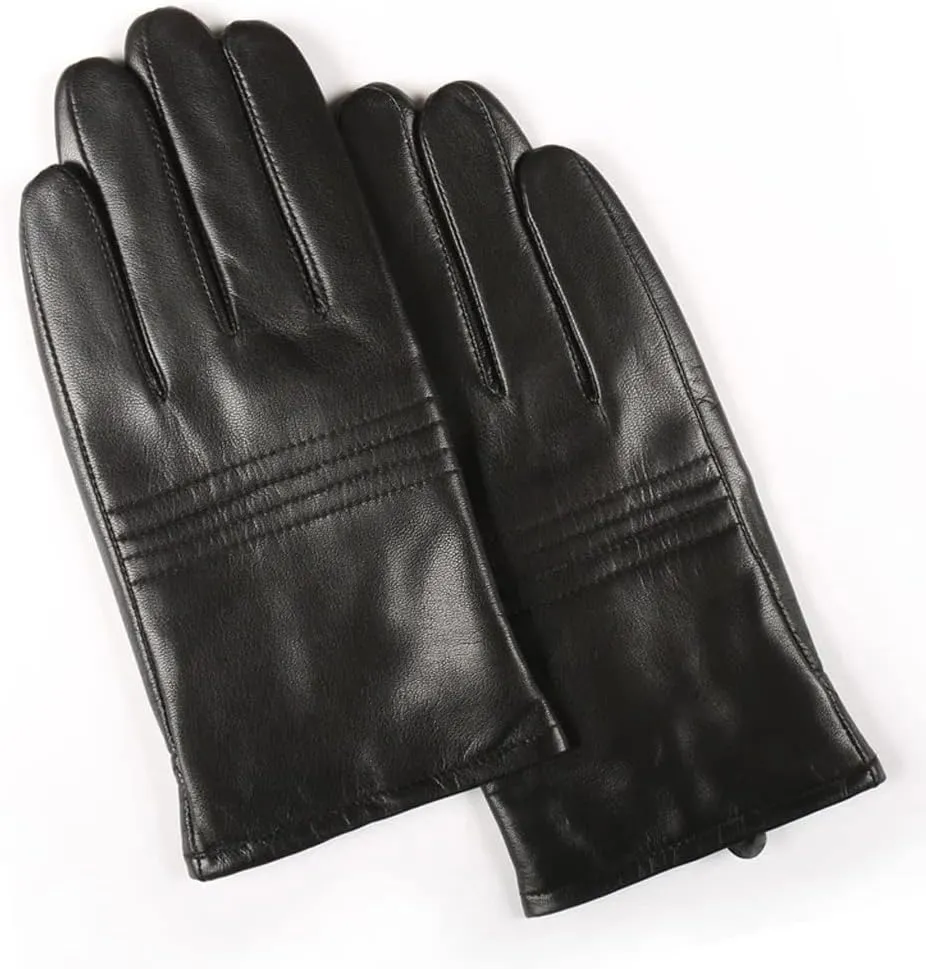 Winter Leather Gloves Men's Touch Screen Gloves Lining Warm and Soft Driving