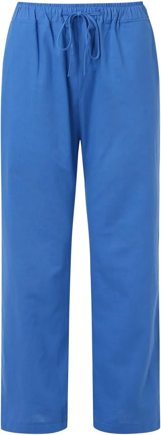 Women High Waisted Wide Leg Pants Fashion Drawstring Elastic Trousers Comfy Straight Leg Long Pants with Pockets