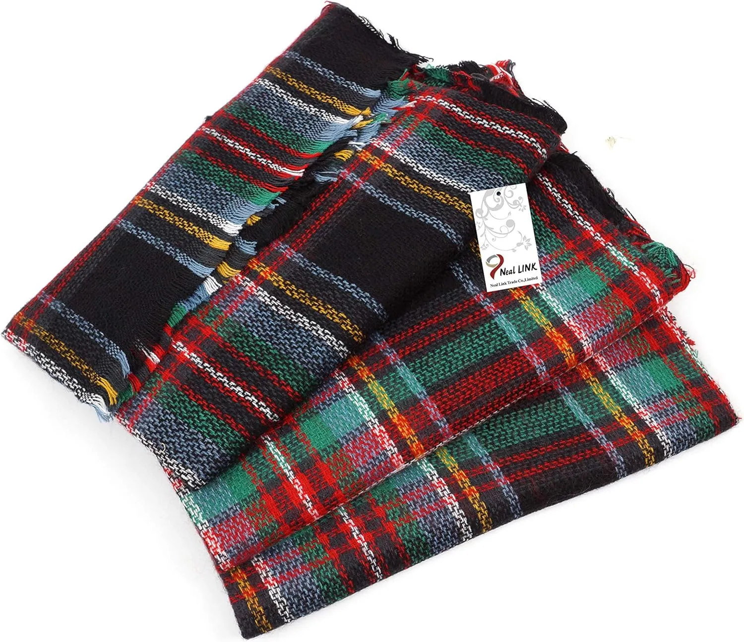 Women's Plaid Scarf Blanket Wrap Oversized Chunky Scarves Tartan Shawls