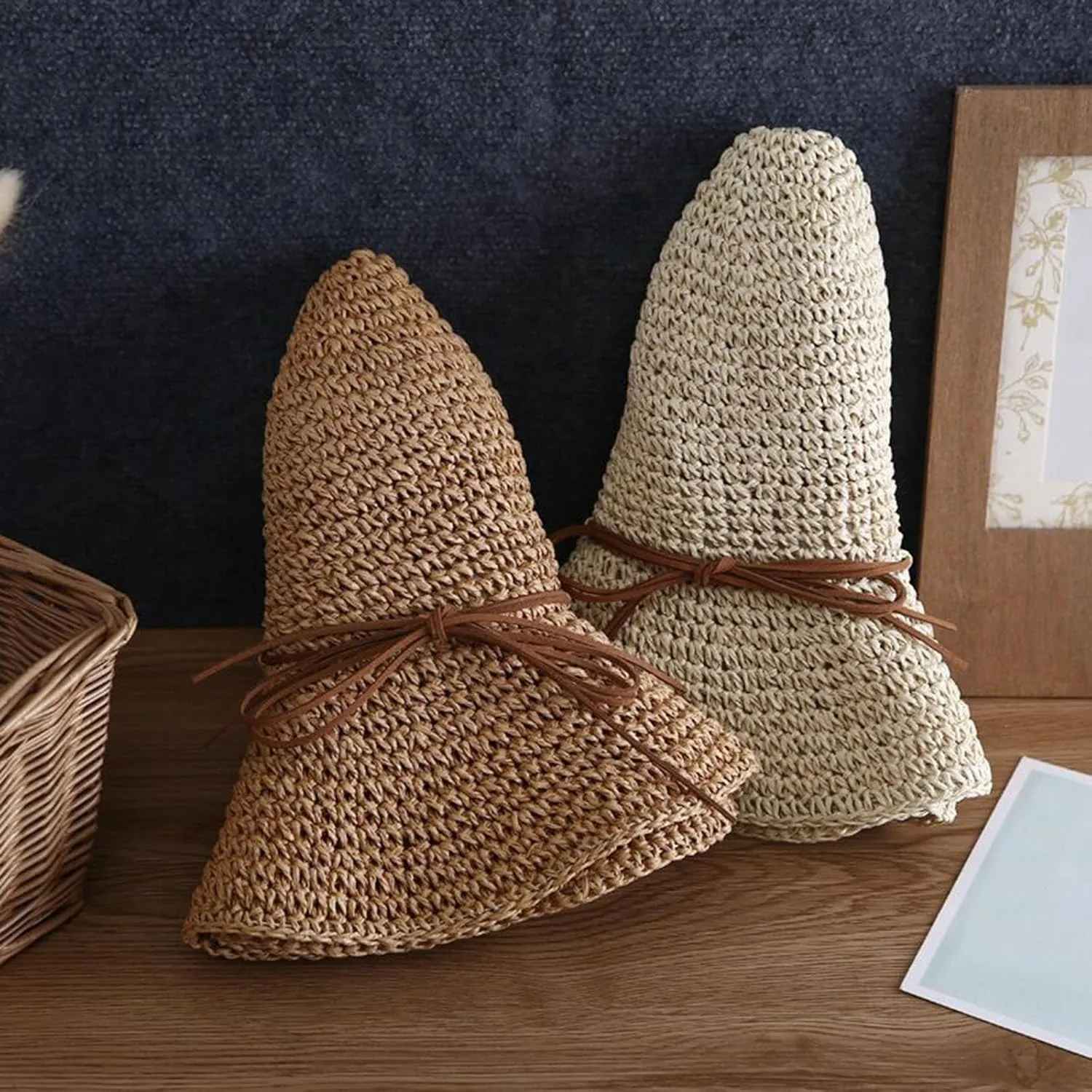 Women's Summer Fashion Small Fresh Solid Color Straw Hat Beach Sun Hat Straw Woven Large Brim Sunscreen Pool Hat