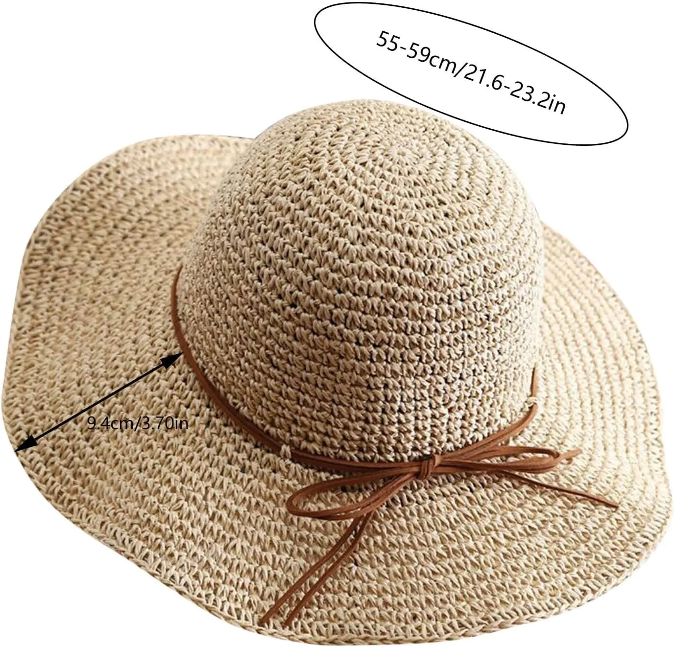 Women's Summer Fashion Small Fresh Solid Color Straw Hat Beach Sun Hat Straw Woven Large Brim Sunscreen Pool Hat