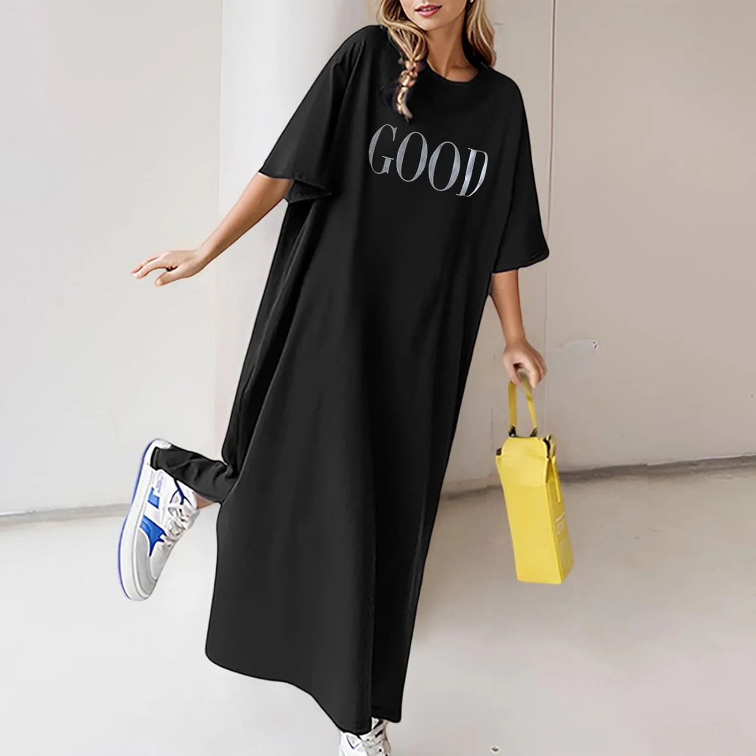 Women's Summer Loose Casual Mama Print Short Sleeve T Shirt Long Dress Women Dresses Formal Evening