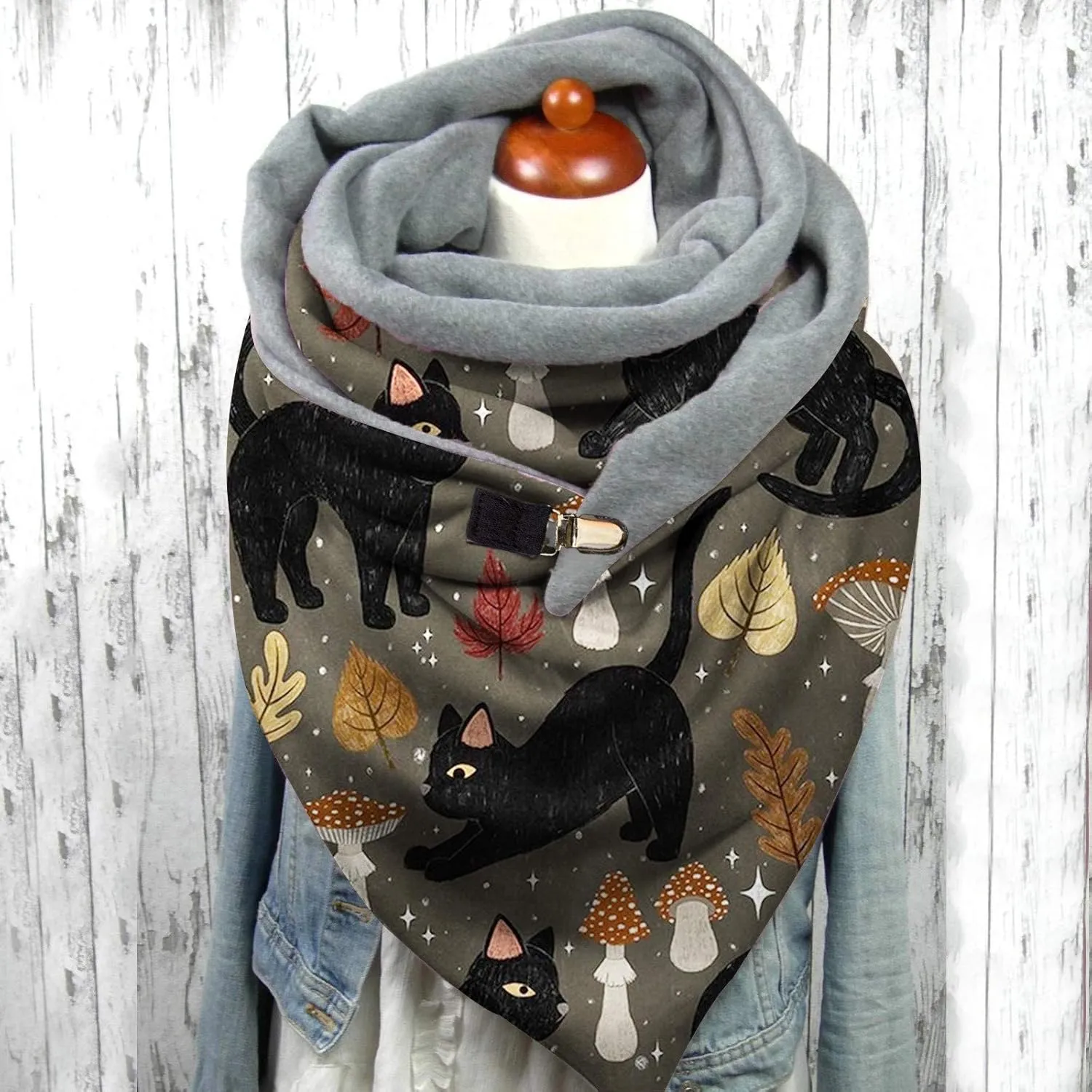 Wrap Print Women Button Warm Scarves Casual Soft Shawls Winter Scarf Christmas Scarfs (Color : C, Size : One Size)