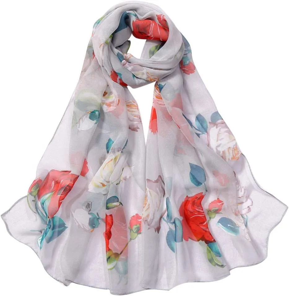 YOLAI Women Roses Print Long Scarves Soft Wrap Shawl Lightweight Fashion Large Shawl Scarves