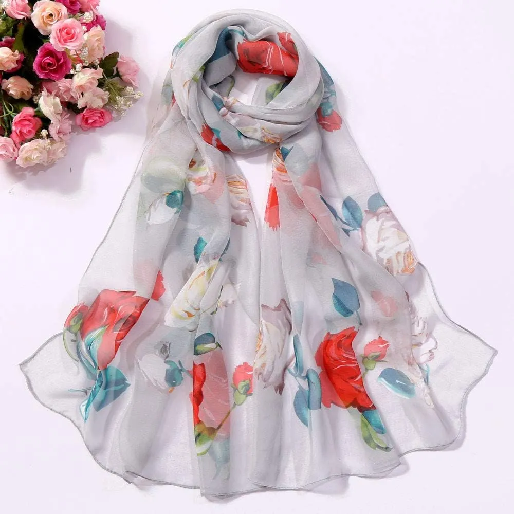 YOLAI Women Roses Print Long Scarves Soft Wrap Shawl Lightweight Fashion Large Shawl Scarves